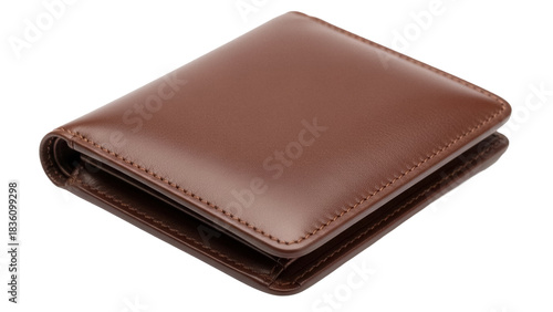 Brown leather wallet isolated PNG, classic billfold for men s fashion and everyday carry on transparent background