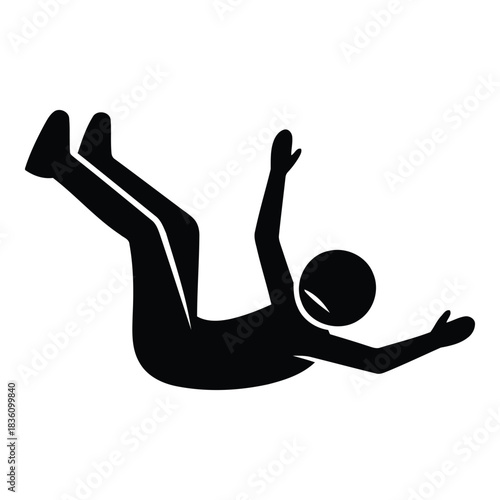 A stick figure person falling down and looking scared