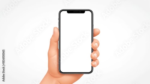 Realistic Hands Holding Phones Mockup with Blank White Screens for UI Designs