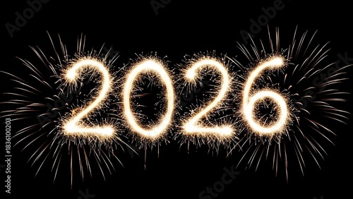 Spectacular Golden Fireworks Form The Year Two Thousand Twenty-Six