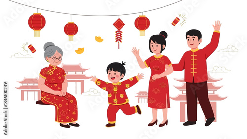 Celebrating Chinese New Year - A Family Gathering with Lanterns.