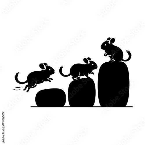 Minimal chinchillas with mushrooms vector woodland scene