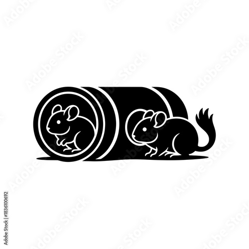 Chinchilla pair explores graphic tunnel curious dynamic illustration