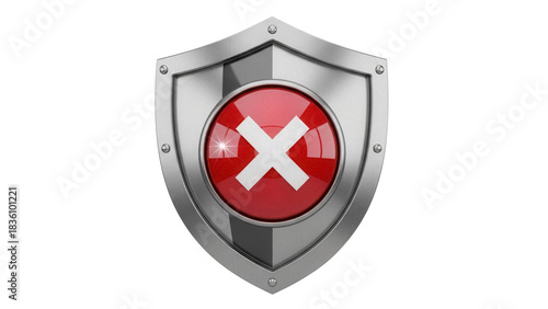 Metal shield with red cross isolated PNG, protection symbol on transparent background, security icon for graphic design and web use Free Download Metal shield with red cross isolated PNG, protection symbol on transparent background, security icon for graphic design and web use - GFXLoad