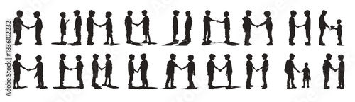 boy friendship silhouette clipart bundle