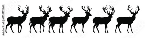 deer black silhouette vector set deer antler silhouettes 