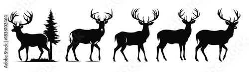 deer silhouette black vector bundle deer antler silhouettes