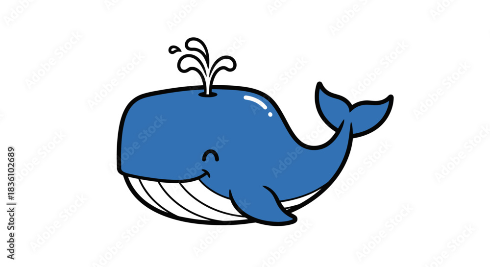 Obraz premium Cute Cartoon Whale Illustration