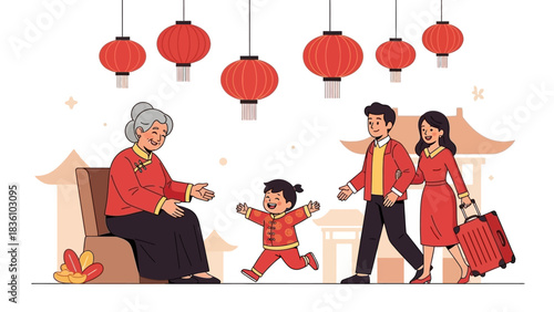 Chinese New Year Reunion - A Familys Joyful Return Home.