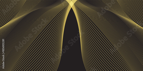 Luxury Gold Line Abstract Pattern on Black Background