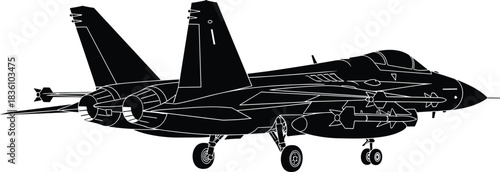 Fighter, jet, illustration, with, silhouette, aircraft, military, plane, missile, engine, cockpit, aerodynamic, vector, content, tactical, weapon, aviation, power, defense, technology, structure, 
