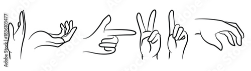 hand drawn hand gesture set vector line illustration