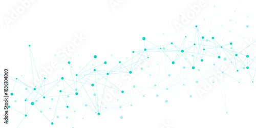 Abstract geometric with connecting dots and lines design background. Digital technology and big data visualization. Suitable for medical science and chemistry. Vector