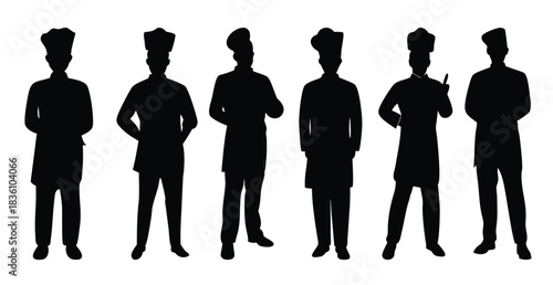  set of chef silhouette illustration