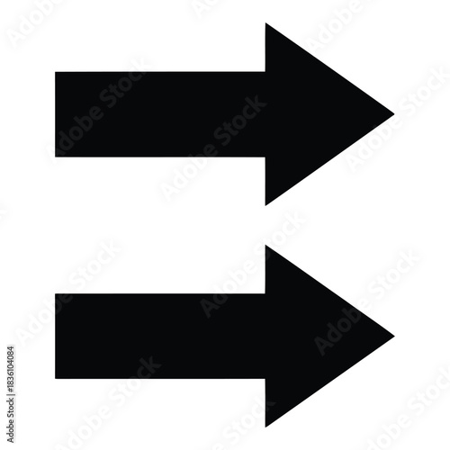 Two black arrows pointing to the right on a white background