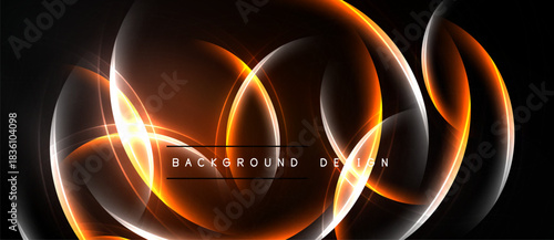 Abstract orange glowing lines form dynamic shapes over black background. Modern design element, suitable for digital projects.