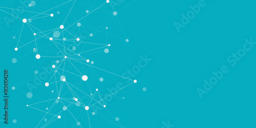 Abstract molecule with plexus or connecting dots and lines. Big data visualization. Suitable for medical, science and technology background. Vector