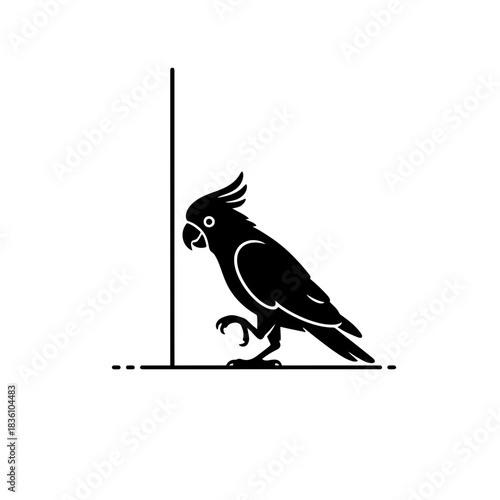 Cockatoo silhouette standing on minimal weather vane