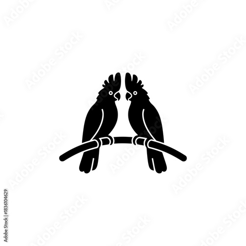 Cockatoo silhouette standing inside minimal circle boundary