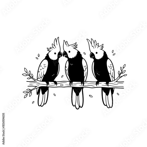 Cockatoo silhouette spreading wings on minimal rock