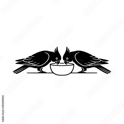 Cockatoo silhouette running on minimal ground line art