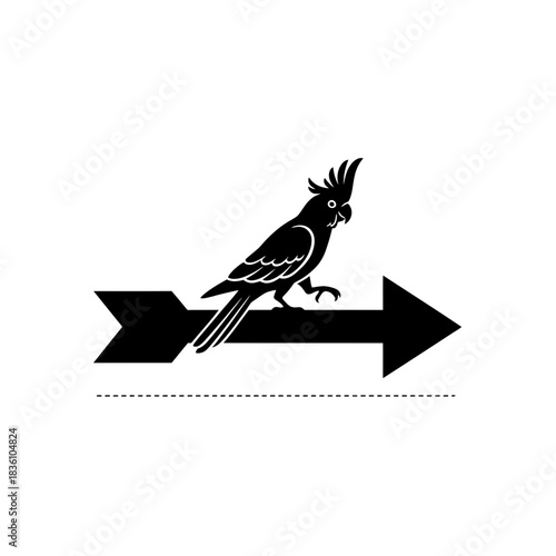 Cockatoo silhouette in sound waves minimal vector art