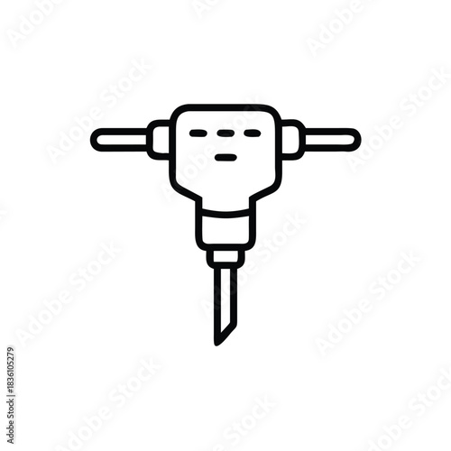 jackhammer icon, construction tool icon, demolition tool, industrial equipment,