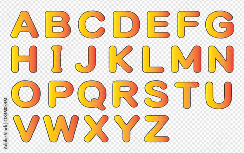 Vibrant alphabet letters in warm gradient colors for playful educational materials and cheerful designs that captivate and inspire learning fun