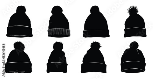 beanie silhouette clipart bundle