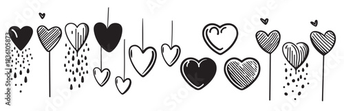  hand drawn heart hearts love valentines day doodle scribble 