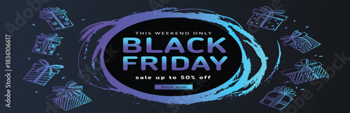 black friday sale doodle icons of gift box vector