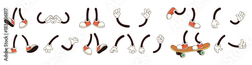 series of cartoon characters with groovy their legs and