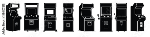arcade machine clipart silhouette bundle