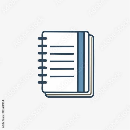Notebook Icon - Illustration of a spiral notebook with blank lines