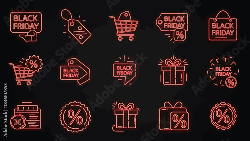Black Friday Sale Icons Vector Graphics for Retail and Marketing