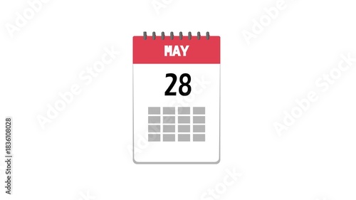 Calendar icon animation - Calendar with the date may 31 on a white background - Simple technology calendar with date concept on white background
