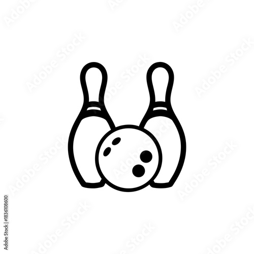 Bowling pins and ball illustration on transparent background silhouette