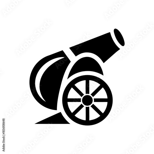 Illustration of a vintage cannon on transparent background silhouette