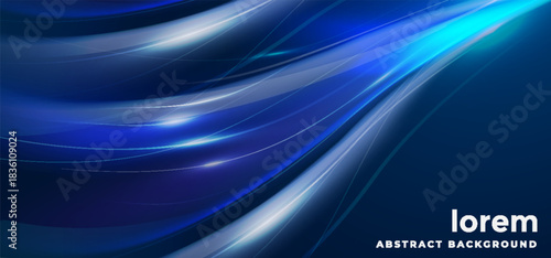 Vector abstract, blue gradient black color background, luxury wave gold line pattern, Illustration modern graphic design for business banner or futuristic technology background