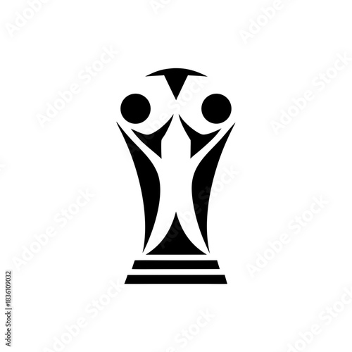 Abstract figure holding two orbs on transparent background silhouette