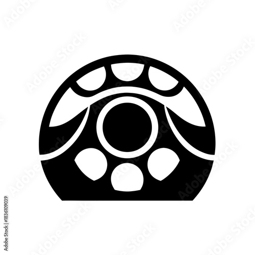 Rotary dial phone graphic design on transparent background silhouette