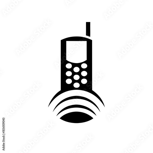 Illustration of a cellular phone on transparent background silhouette