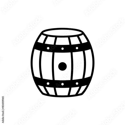 Illustration of a wooden barrel on transparent background silhouette