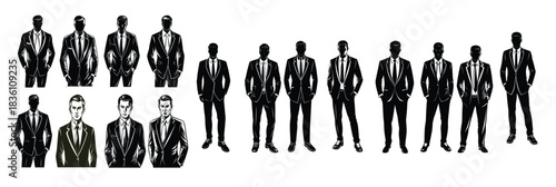 black silhouette businessman standing and jumping success