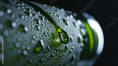 Close Up of Water Droplets on Glass Bottle, Isolated