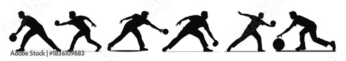bowling player silhouettes vector bundle male bowler black