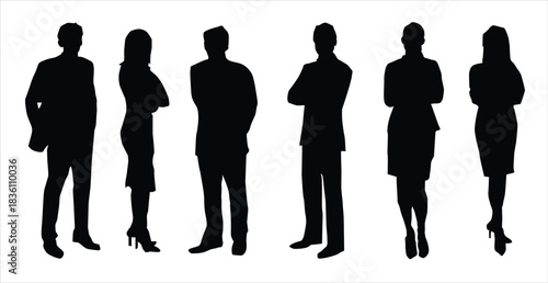  business people silhouette set on a white background 