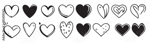 hand drawn heart hearts love valentines day doodle scribble