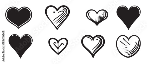 hand drawn heart hearts love valentines day doodle scribble