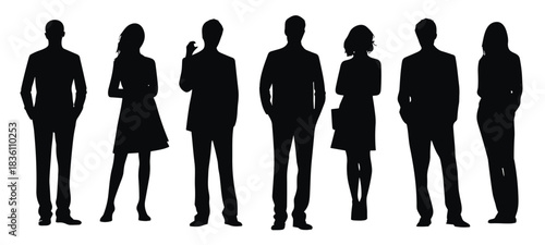 business people vector silhouettes set corporate men and